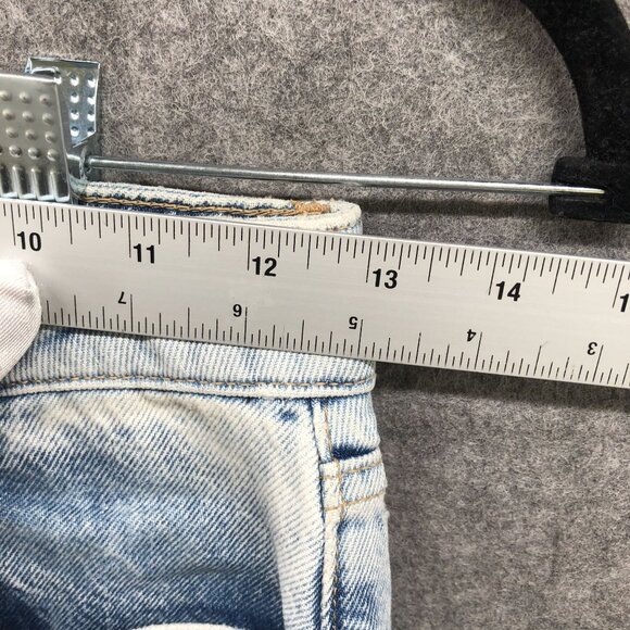 Zara High Waisted Mom Jean Womens Size 2 Light Wash Blue Distressed Raw Hem‎ - Picture 8 of 11